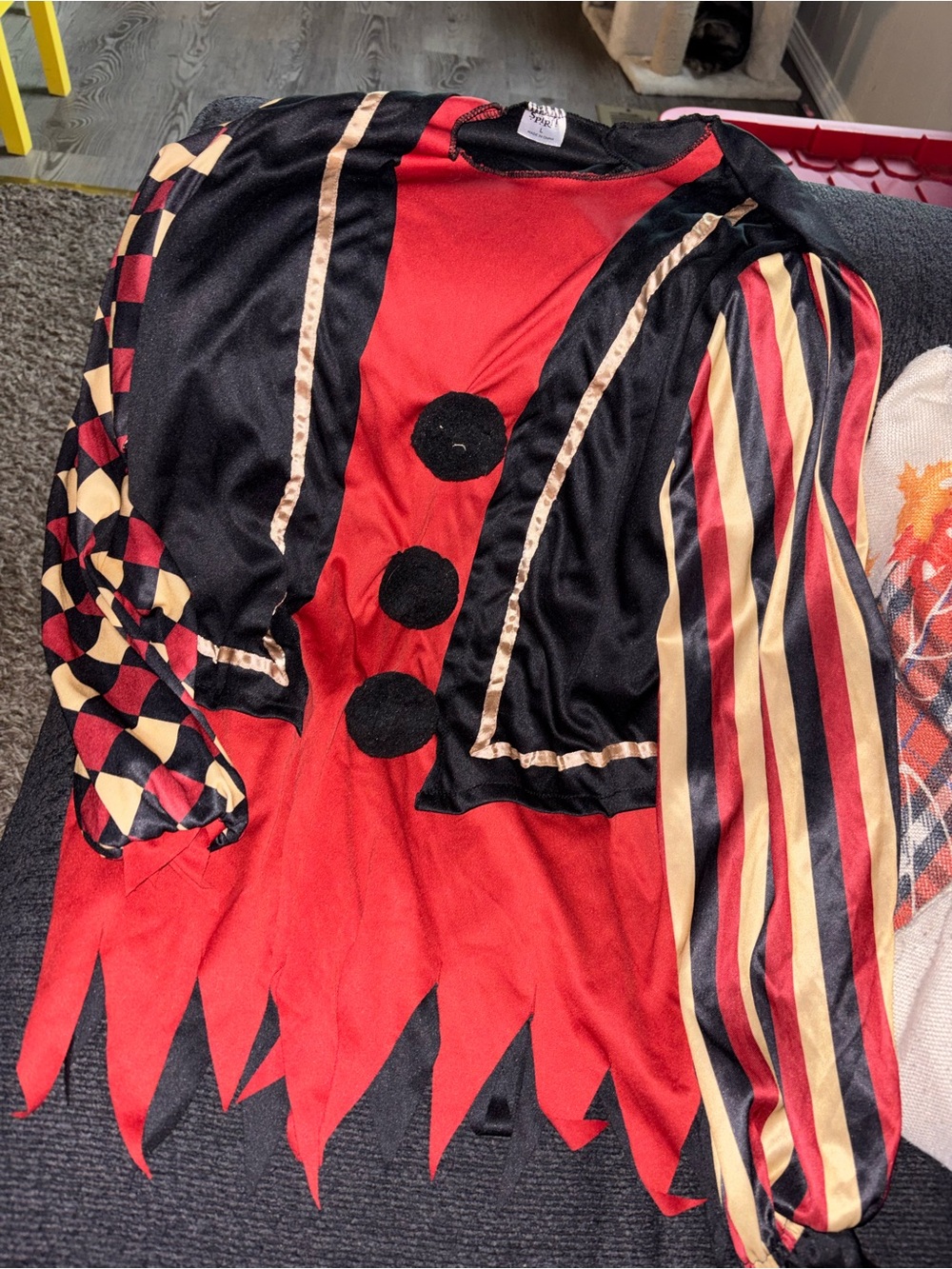 Spirit size large Kids Clown Costume Red Black Gold Diamond Pattern